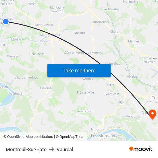 Montreuil-Sur-Epte to Vaureal map