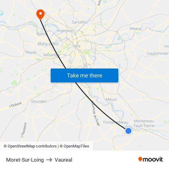 Moret-Sur-Loing to Vaureal map