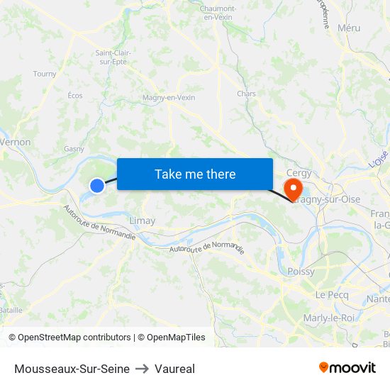 Mousseaux-Sur-Seine to Vaureal map