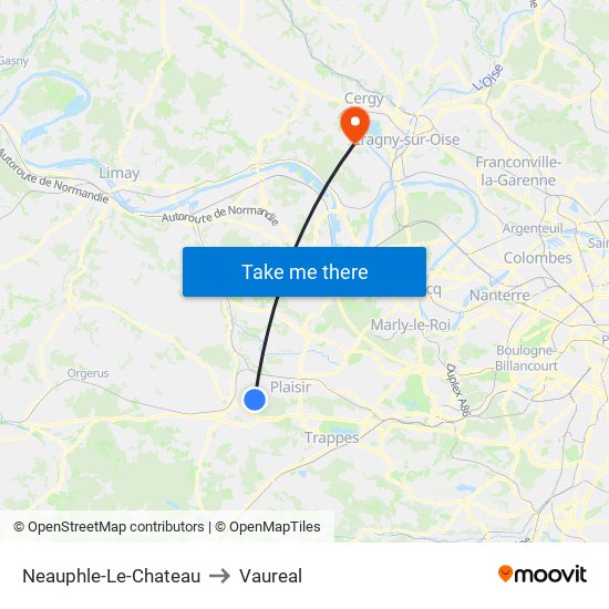 Neauphle-Le-Chateau to Vaureal map