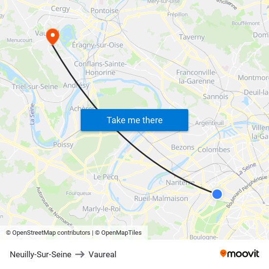 Neuilly-Sur-Seine to Vaureal map