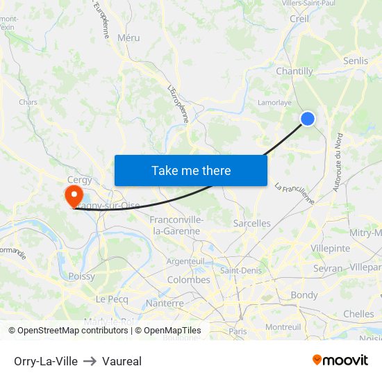Orry-La-Ville to Vaureal map
