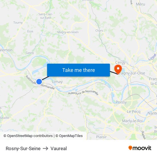 Rosny-Sur-Seine to Vaureal map