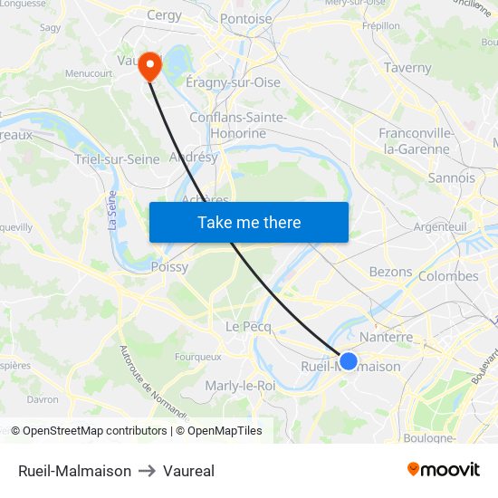 Rueil-Malmaison to Vaureal map