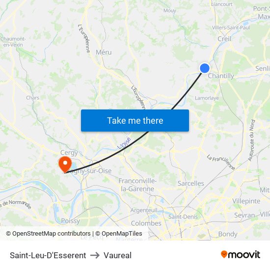 Saint-Leu-D'Esserent to Vaureal map