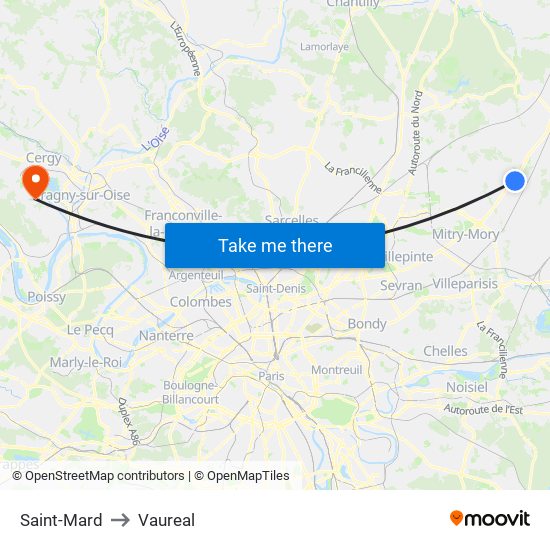 Saint-Mard to Vaureal map