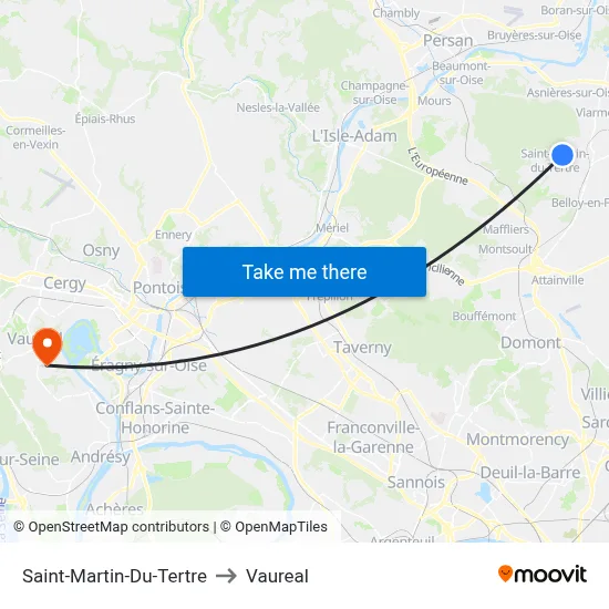 Saint-Martin-Du-Tertre to Vaureal map