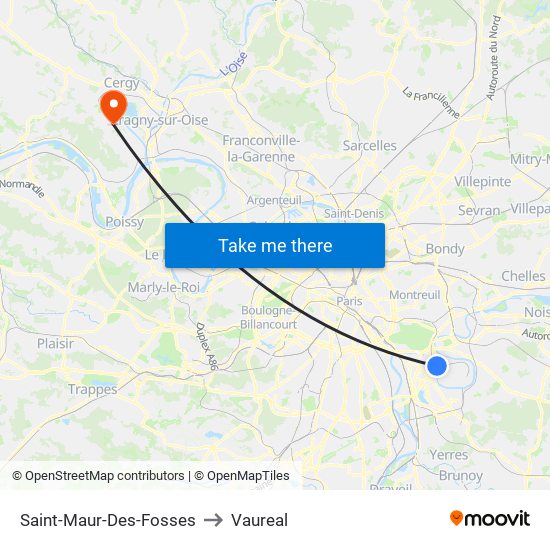 Saint-Maur-Des-Fosses to Vaureal map