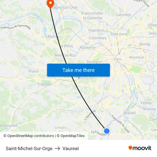 Saint-Michel-Sur-Orge to Vaureal map