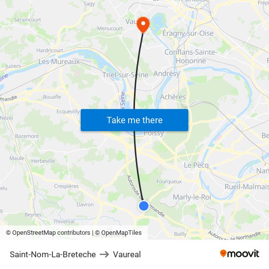 Saint-Nom-La-Breteche to Vaureal map