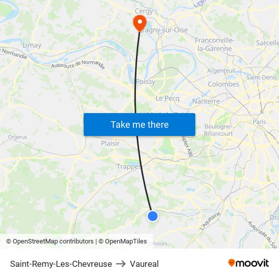 Saint-Remy-Les-Chevreuse to Vaureal map