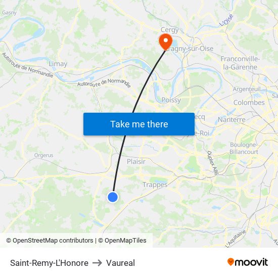 Saint-Remy-L'Honore to Vaureal map