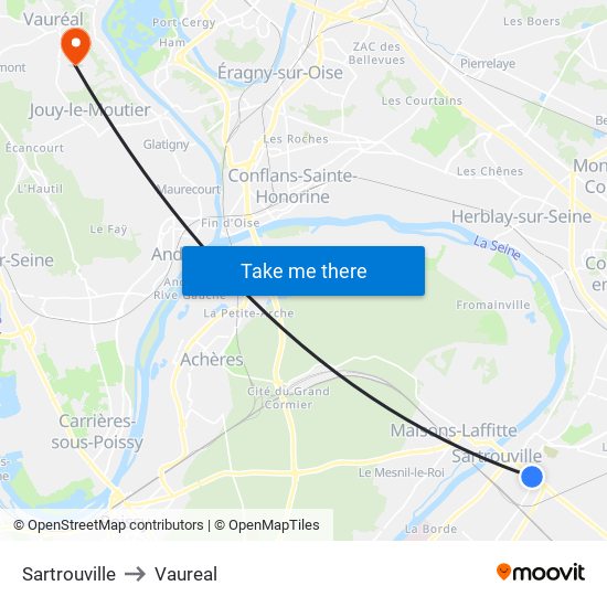 Sartrouville to Vaureal map