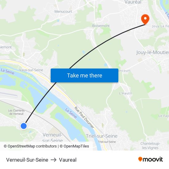 Verneuil-Sur-Seine to Vaureal map