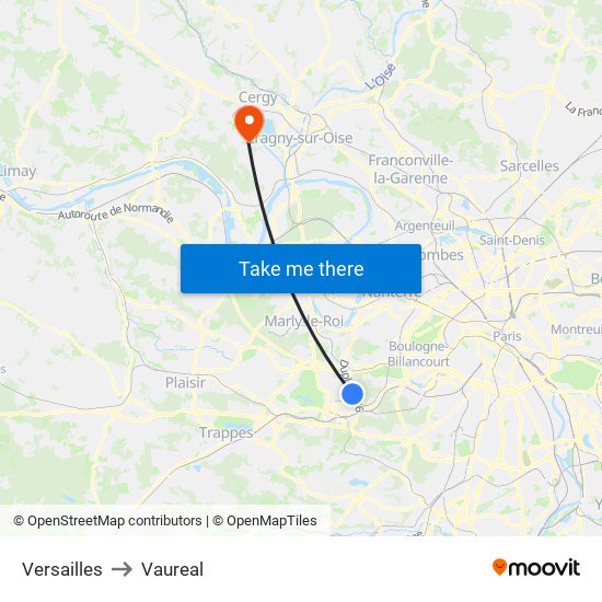 Versailles to Vaureal map