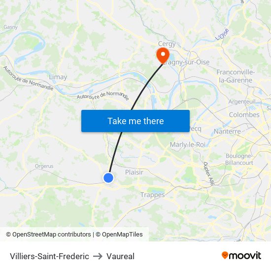 Villiers-Saint-Frederic to Vaureal map