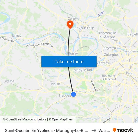 Saint-Quentin En Yvelines - Montigny-Le-Bretonneux to Vaureal map