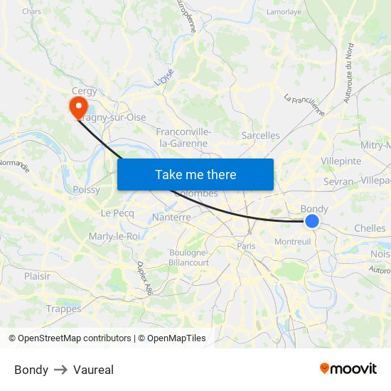 Bondy to Vaureal map