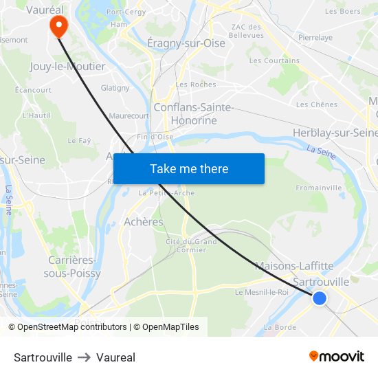 Sartrouville to Vaureal map