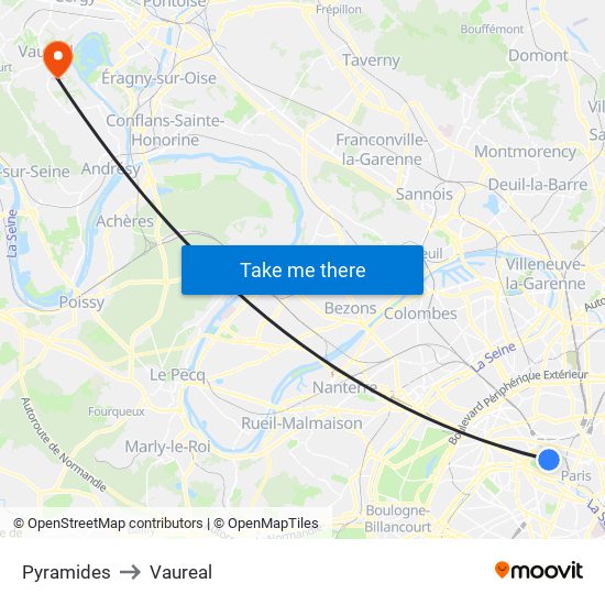 Pyramides to Vaureal map