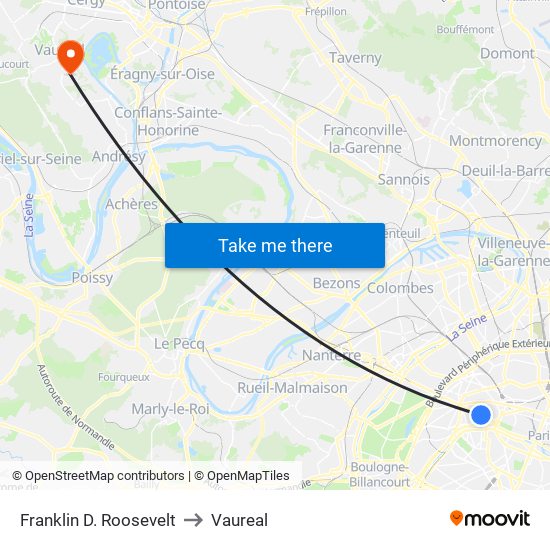Franklin D. Roosevelt to Vaureal map