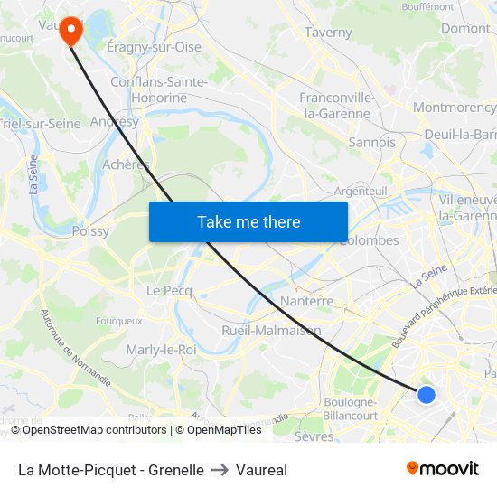 La Motte-Picquet - Grenelle to Vaureal map