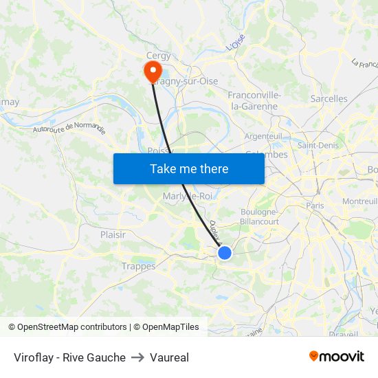 Viroflay - Rive Gauche to Vaureal map