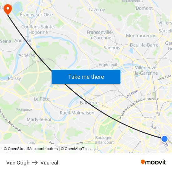 Van Gogh to Vaureal map