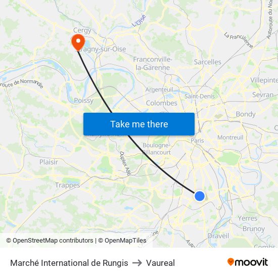 Marché International de Rungis to Vaureal map