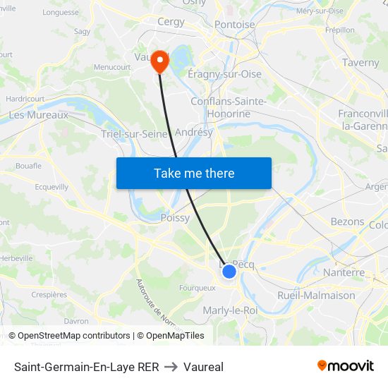 Saint-Germain-En-Laye RER to Vaureal map
