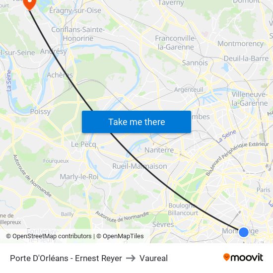 Porte D'Orléans - Ernest Reyer to Vaureal map