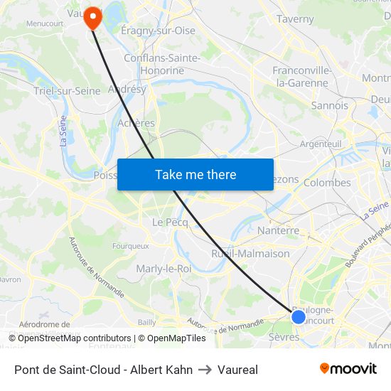 Pont de Saint-Cloud - Albert Kahn to Vaureal map