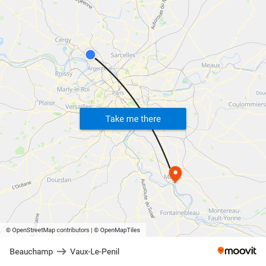 Beauchamp to Vaux-Le-Penil map