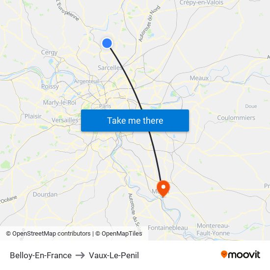 Belloy-En-France to Vaux-Le-Penil map