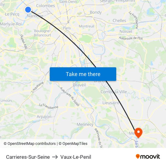 Carrieres-Sur-Seine to Vaux-Le-Penil map