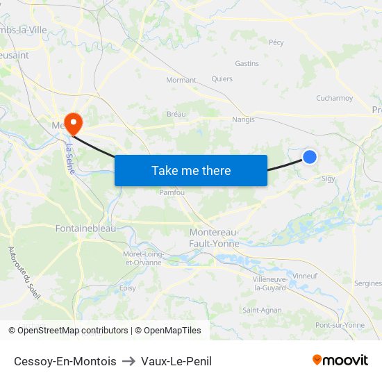 Cessoy-En-Montois to Vaux-Le-Penil map