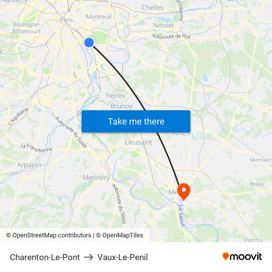 Charenton-Le-Pont to Vaux-Le-Penil map