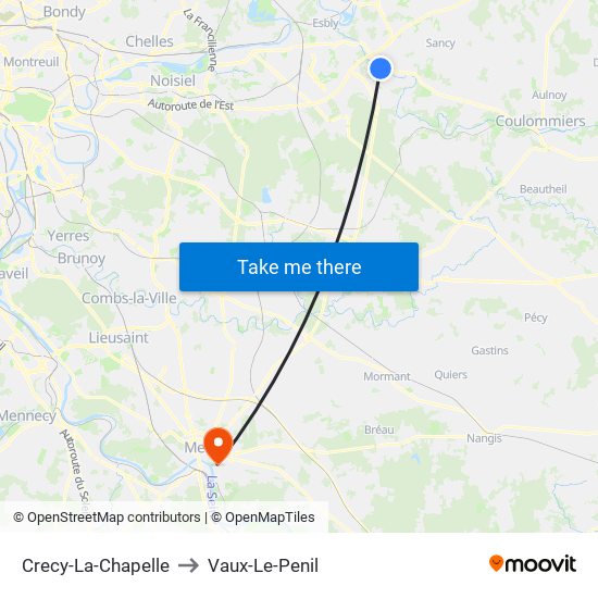 Crecy-La-Chapelle to Vaux-Le-Penil map