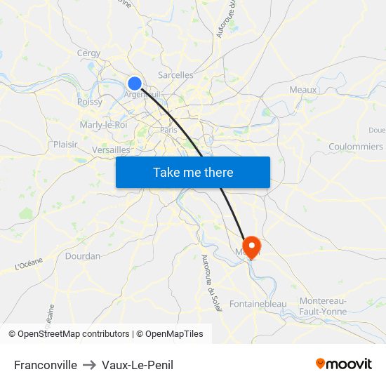 Franconville to Vaux-Le-Penil map
