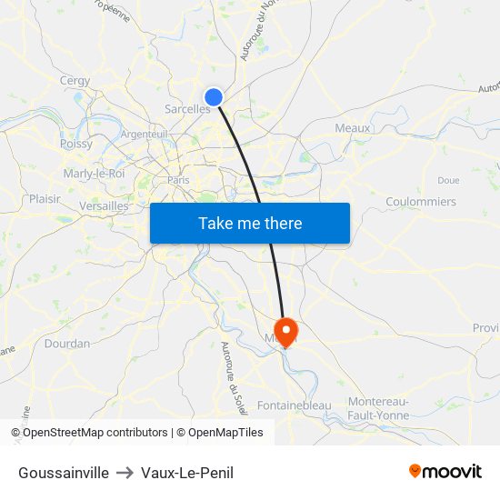 Goussainville to Vaux-Le-Penil map