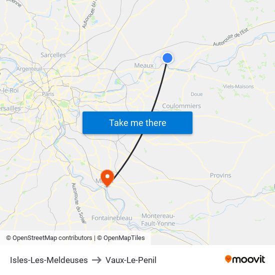 Isles-Les-Meldeuses to Vaux-Le-Penil map