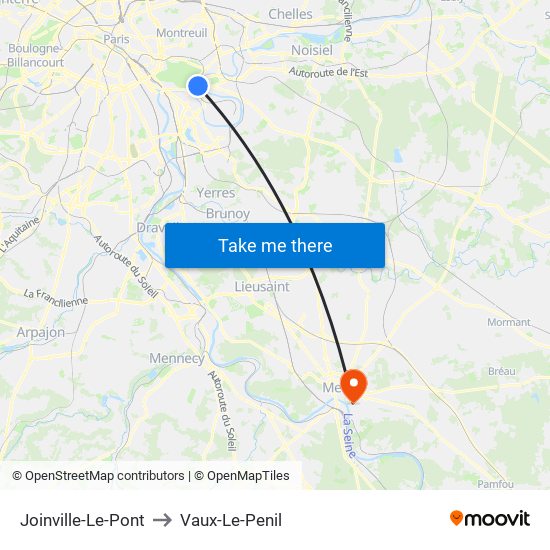 Joinville-Le-Pont to Vaux-Le-Penil map