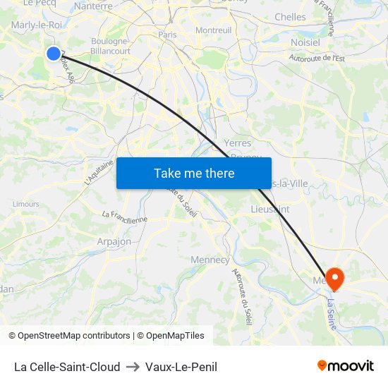 La Celle-Saint-Cloud to Vaux-Le-Penil map