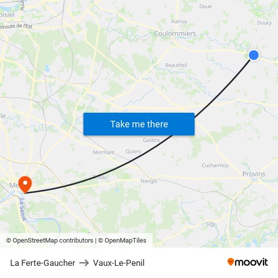 La Ferte-Gaucher to Vaux-Le-Penil map