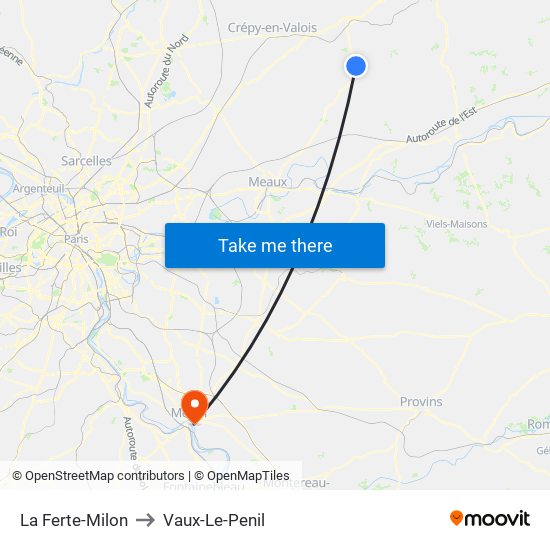 La Ferte-Milon to Vaux-Le-Penil map