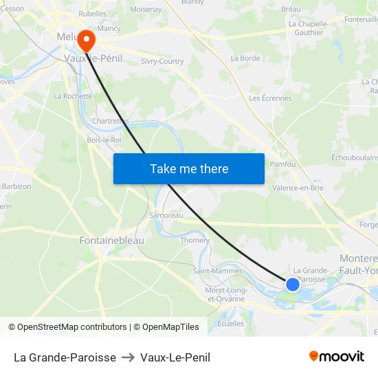 La Grande-Paroisse to Vaux-Le-Penil map