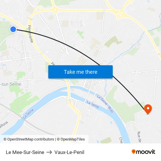 Le Mee-Sur-Seine to Vaux-Le-Penil map