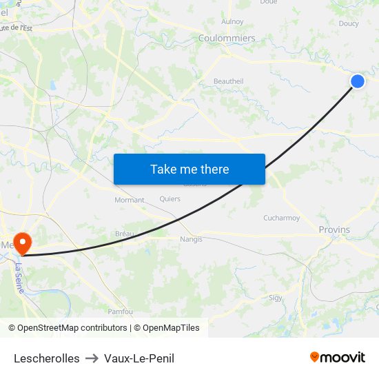 Lescherolles to Vaux-Le-Penil map