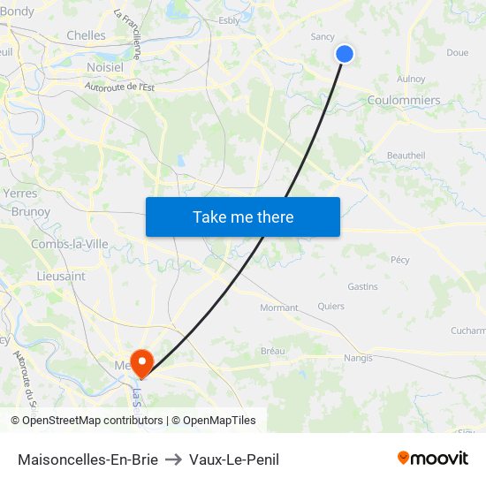 Maisoncelles-En-Brie to Vaux-Le-Penil map