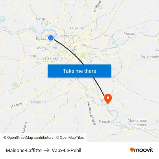 Maisons-Laffitte to Vaux-Le-Penil map